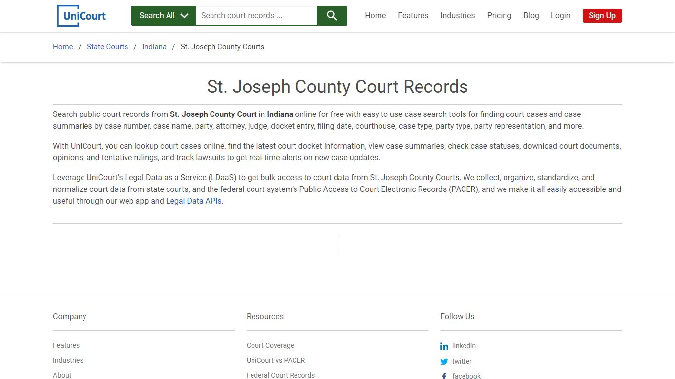 St. Joseph County Court Records | Indiana | UniCourt