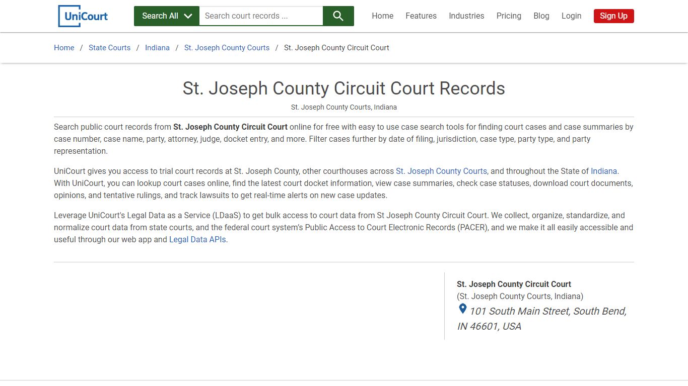 St. Joseph County Circuit Court Records | St. Joseph | UniCourt