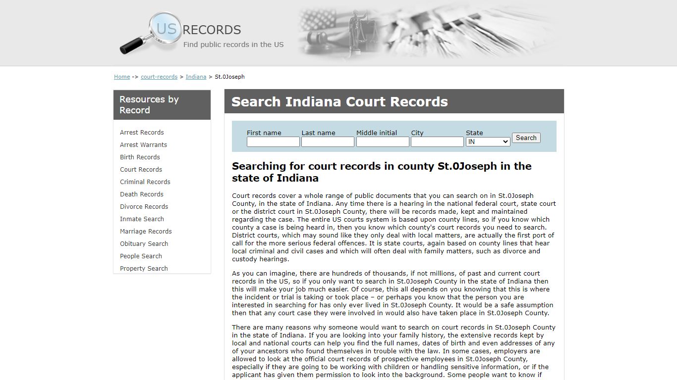 Search Court Records St. Joseph Indiana | US Records